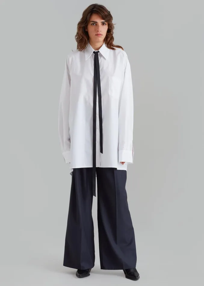 The Frankie Shop Jany TieNeck Shirt 8211 White Shop Tops