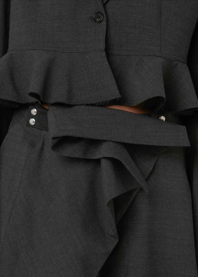 The Frankie Shop JW Anderson Padlock Strap Fold Over Trousers 8211 Mid Grey Melange Shop Clothing