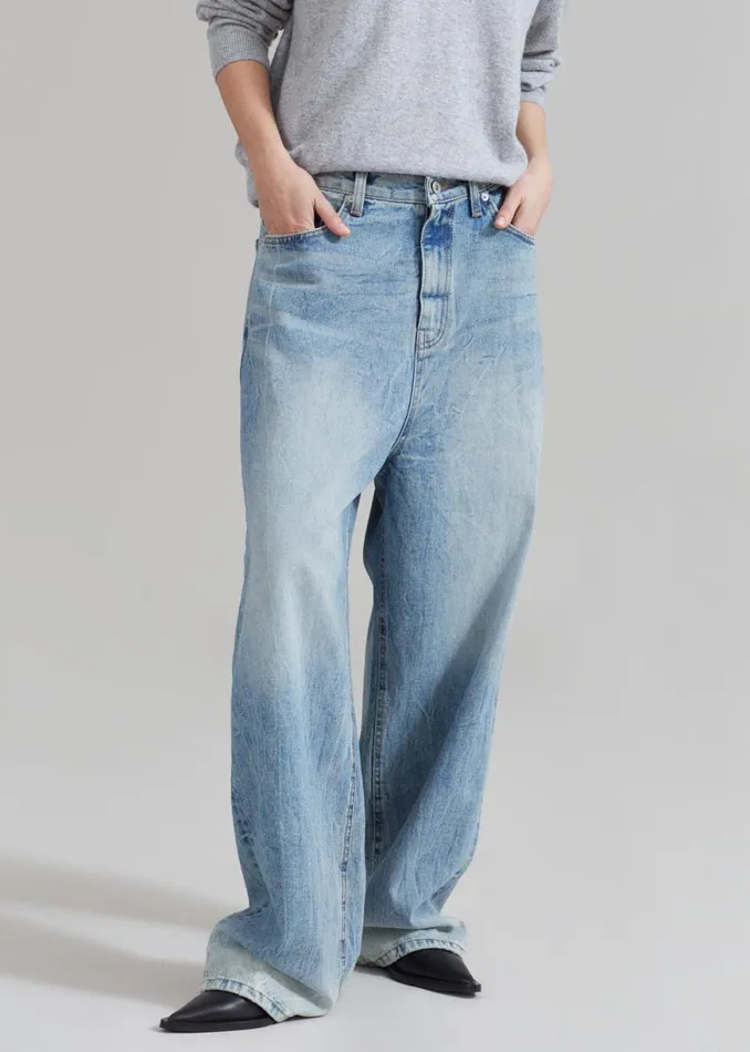 The Frankie Shop Kane Wide Jeans 8211 Blue Wash Shop Denim