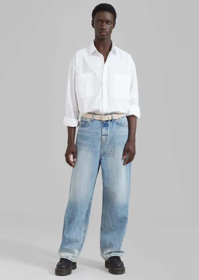 The Frankie Shop Kane Wide Jeans 8211 Blue Wash Shop Denim