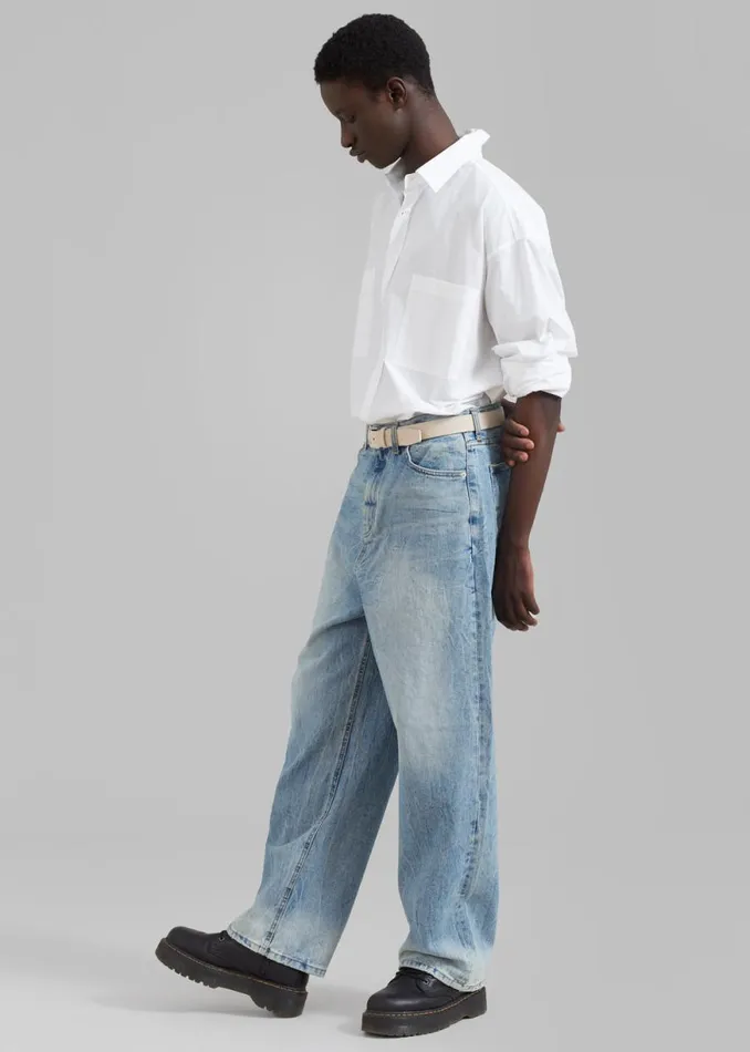 The Frankie Shop Kane Wide Jeans 8211 Blue Wash Shop Denim