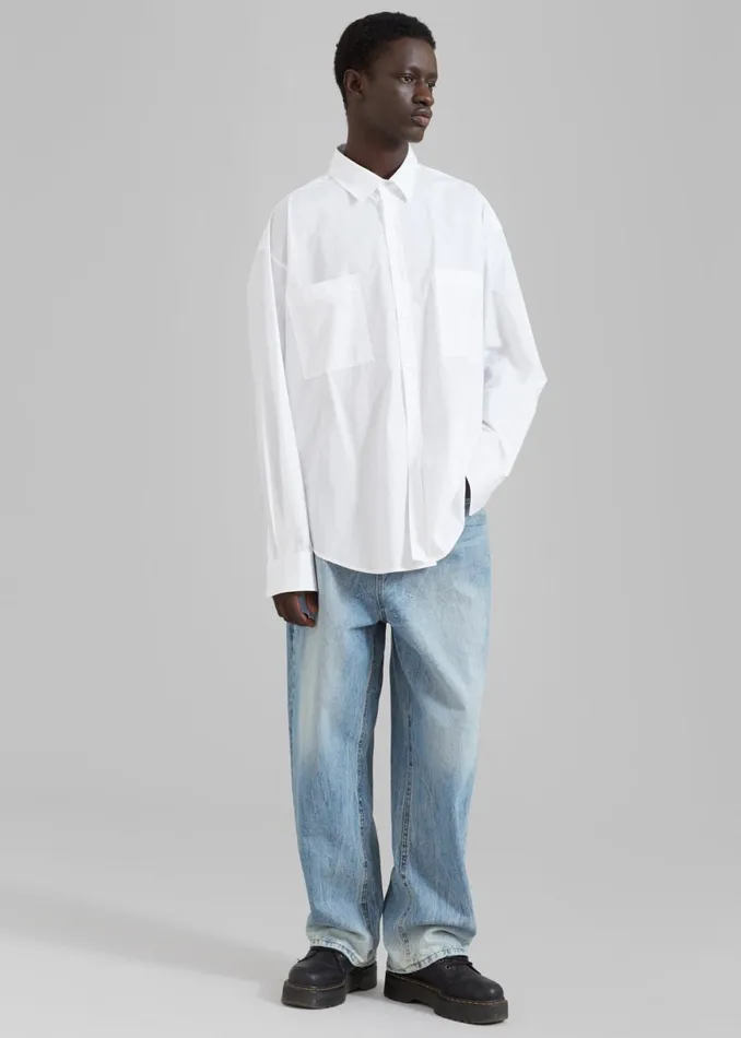 The Frankie Shop Kane Wide Jeans 8211 Blue Wash Shop Denim