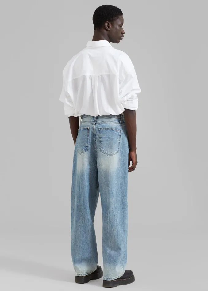 The Frankie Shop Kane Wide Jeans 8211 Blue Wash Shop Denim
