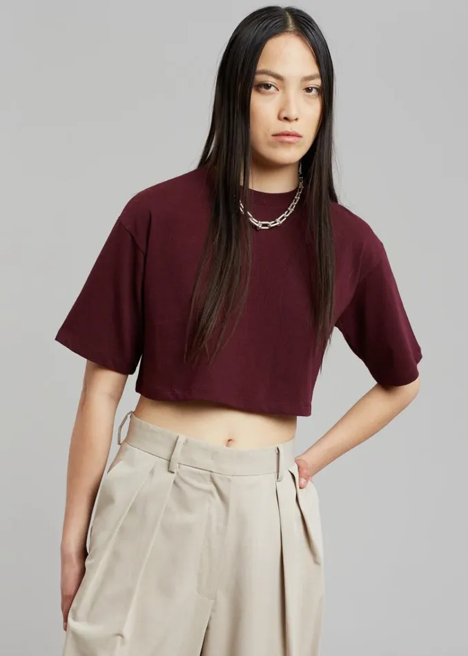 The Frankie Shop Karina Cropped TShirt 8211 Bordeaux Shop Tops