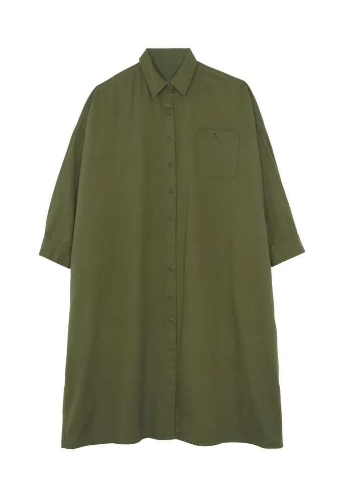 The Frankie Shop Kason Oversized Shirt Dress 8211 Dark Olive Shop Dresses