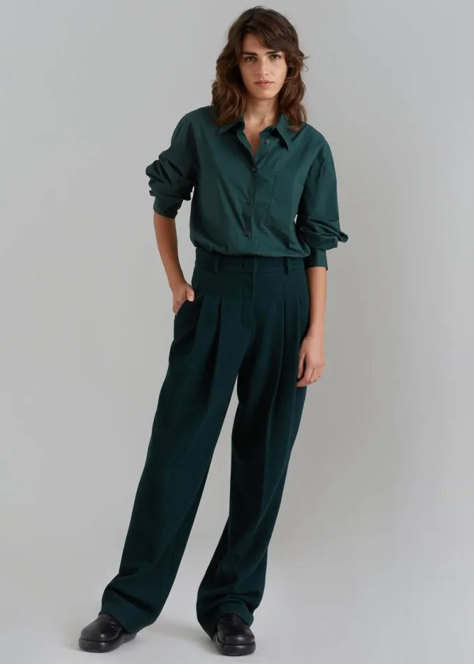 The Frankie Shop Layton Wool Suit Pants 8211 Bottle Green Shop Bottoms