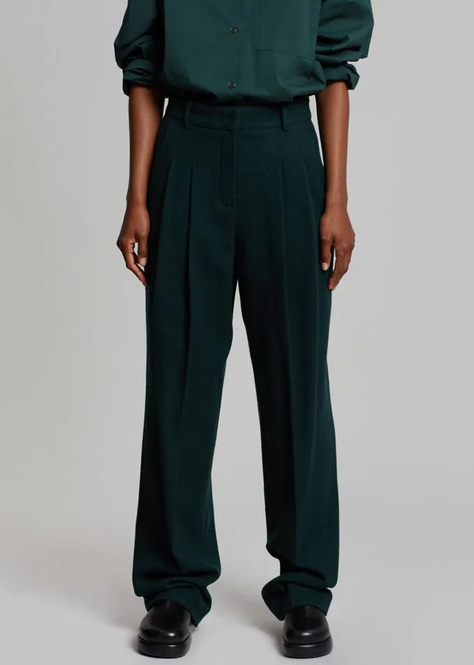 The Frankie Shop Layton Wool Suit Pants 8211 Bottle Green Shop Bottoms