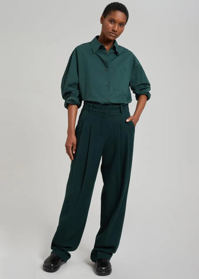 The Frankie Shop Layton Wool Suit Pants 8211 Bottle Green Shop Bottoms
