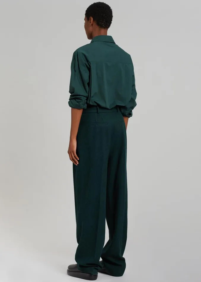 The Frankie Shop Layton Wool Suit Pants 8211 Bottle Green Shop Bottoms