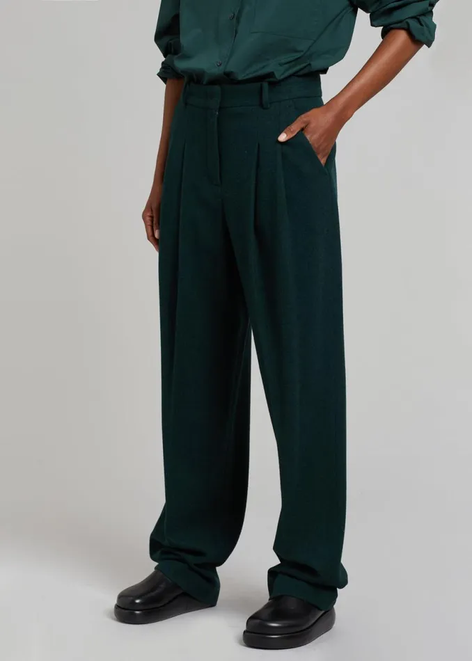 The Frankie Shop Layton Wool Suit Pants 8211 Bottle Green Shop Bottoms
