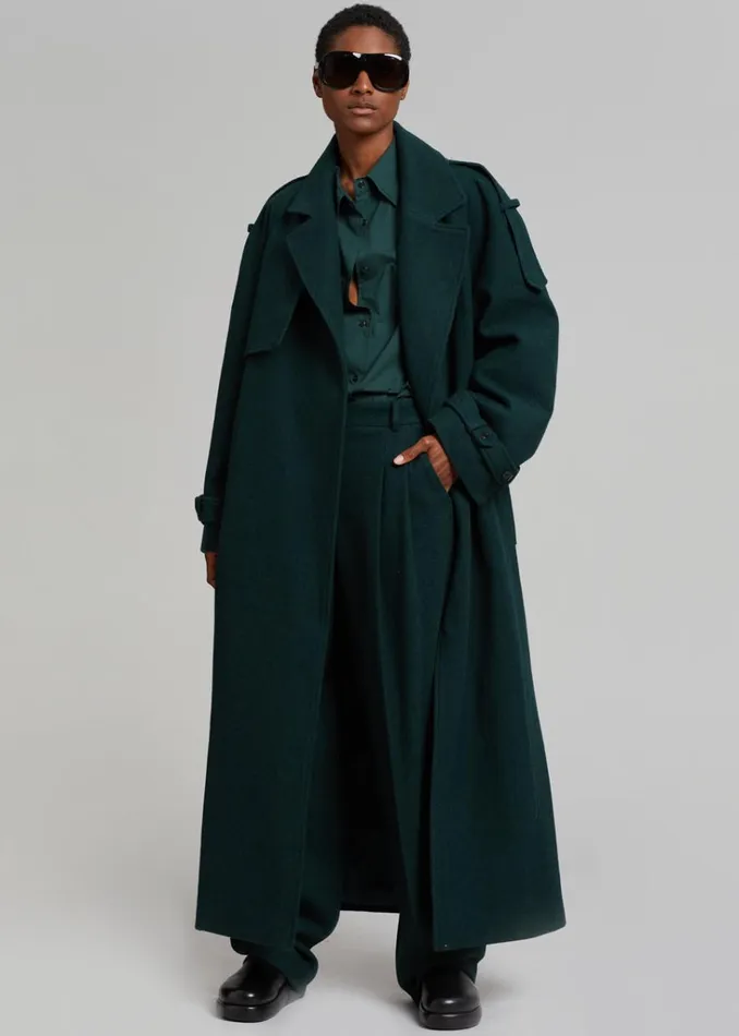 The Frankie Shop Layton Wool Suit Pants 8211 Bottle Green Shop Bottoms