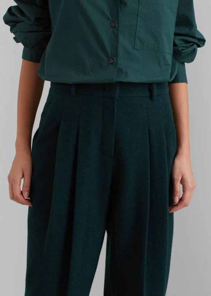 The Frankie Shop Layton Wool Suit Pants 8211 Bottle Green Shop Bottoms