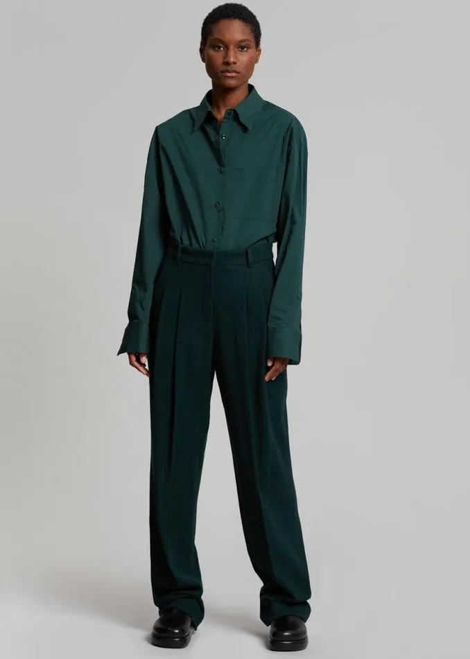The Frankie Shop Layton Wool Suit Pants 8211 Bottle Green Shop Bottoms