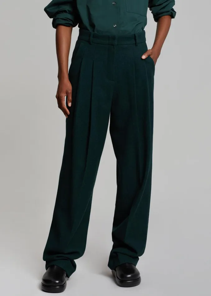 The Frankie Shop Layton Wool Suit Pants 8211 Bottle Green Shop Bottoms