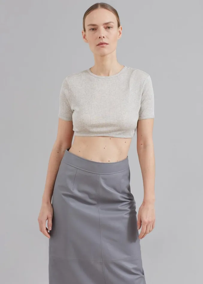 The Frankie Shop Loulou Studio Adas Cropped Top 8211 Grey Melange Shop Tops