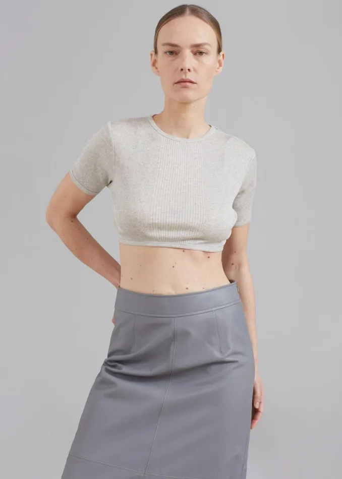 The Frankie Shop Loulou Studio Adas Cropped Top 8211 Grey Melange Shop Tops
