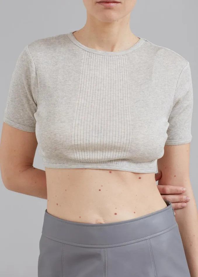 The Frankie Shop Loulou Studio Adas Cropped Top 8211 Grey Melange Shop Tops