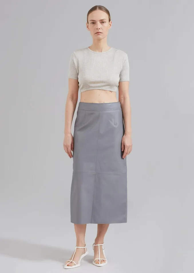 The Frankie Shop Loulou Studio Adas Cropped Top 8211 Grey Melange Shop Tops