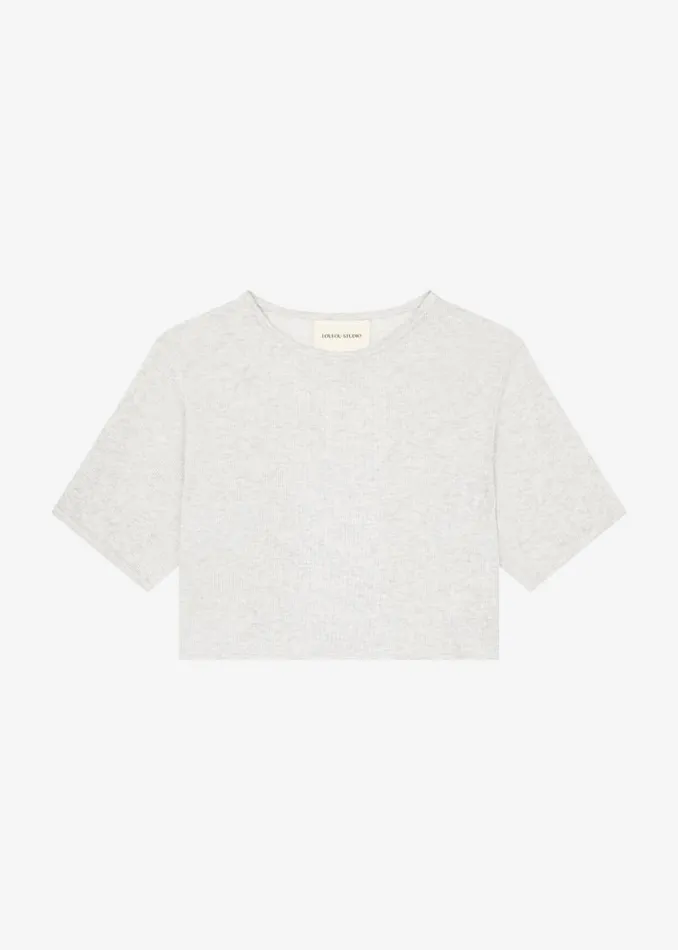 The Frankie Shop Loulou Studio Adas Cropped Top 8211 Grey Melange Shop Tops