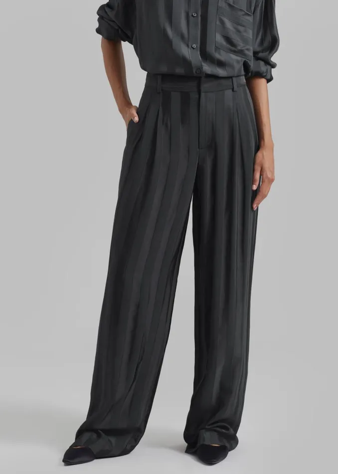 The Frankie Shop Loulou Studio Siaro Wide Leg Pants 8211 Grey Anthracite Shop Clothing