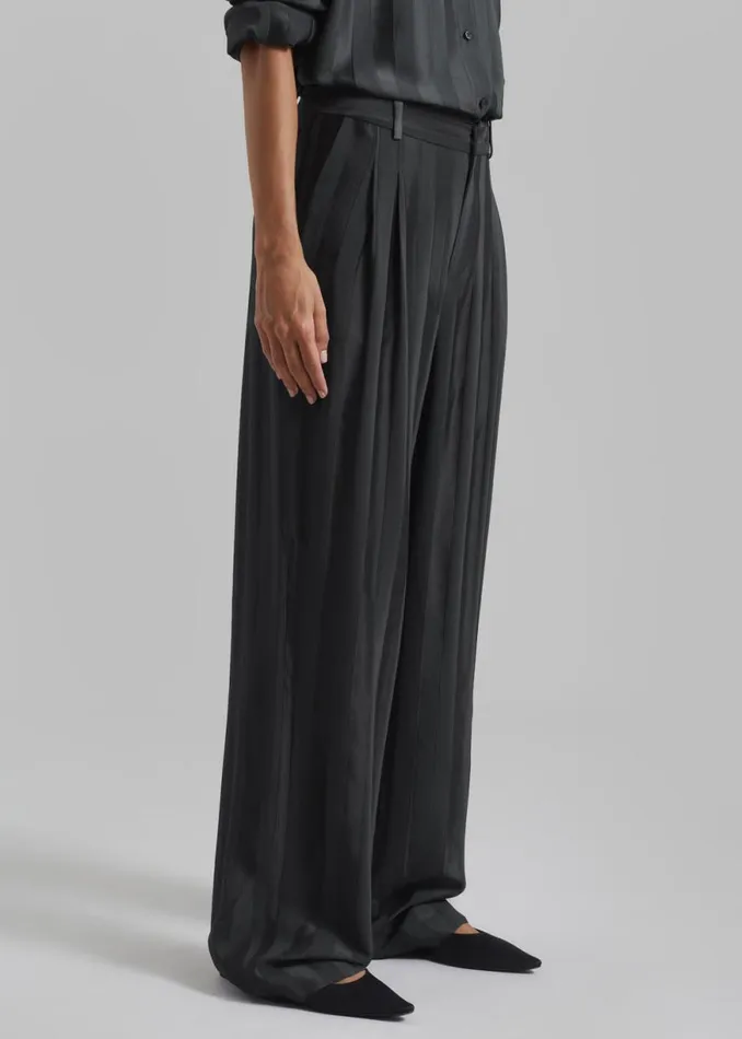 The Frankie Shop Loulou Studio Siaro Wide Leg Pants 8211 Grey Anthracite Shop Clothing