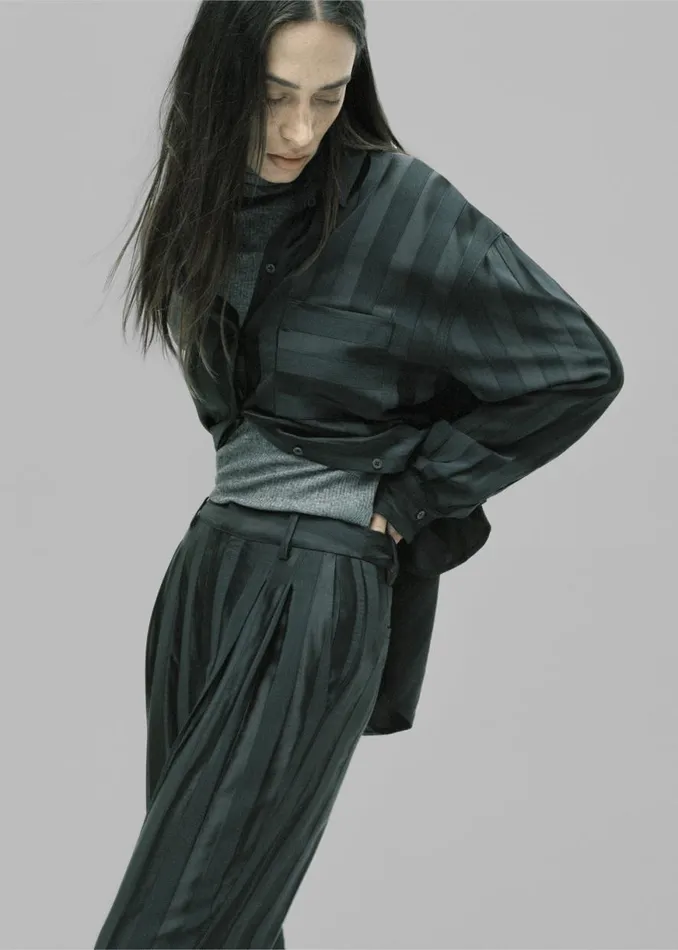 The Frankie Shop Loulou Studio Siaro Wide Leg Pants 8211 Grey Anthracite Shop Clothing