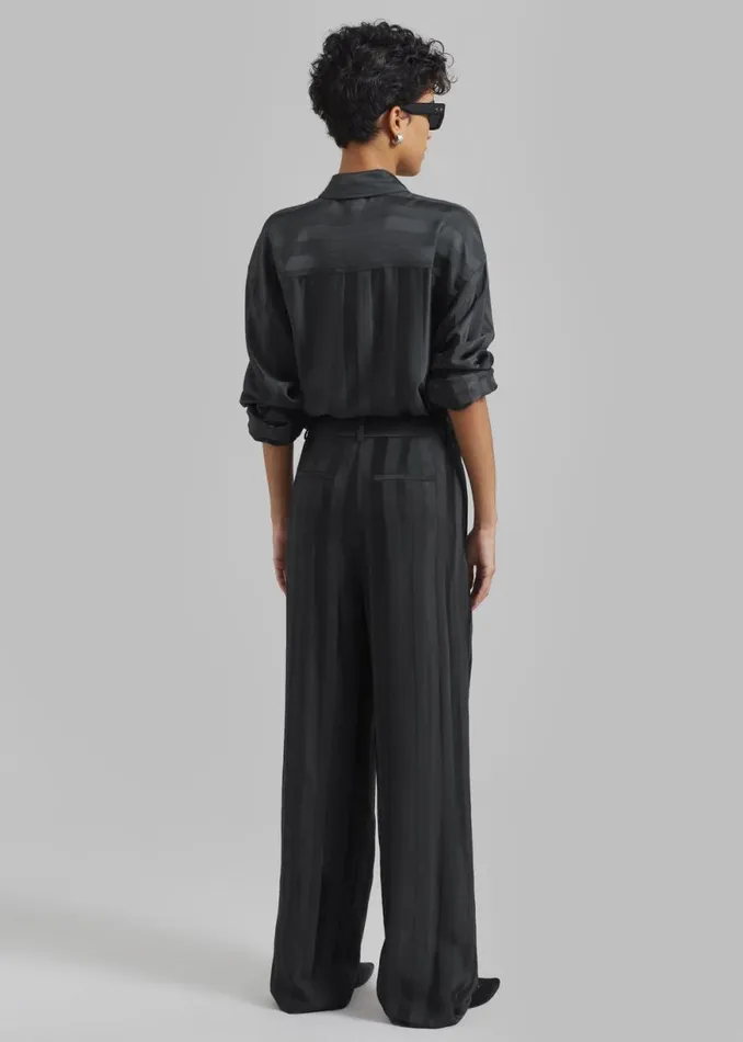 The Frankie Shop Loulou Studio Siaro Wide Leg Pants 8211 Grey Anthracite Shop Clothing