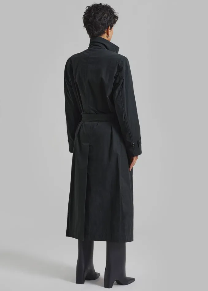 The Frankie Shop Low Classic Padded Sleek Long Coat 8211 Charcoal Shop Clothing