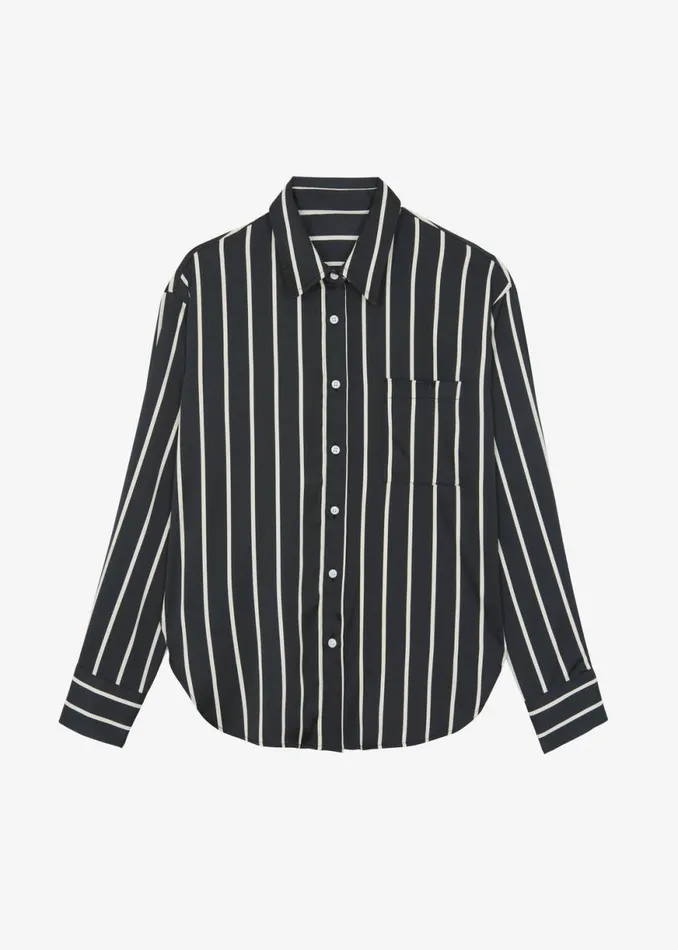 The Frankie Shop Lui Satin Shirt 8211 Beige Stripe Shop Tops