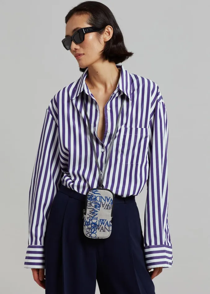 The Frankie Shop Lui Stripe Shirt 8211 Deep Blue Shop Tops