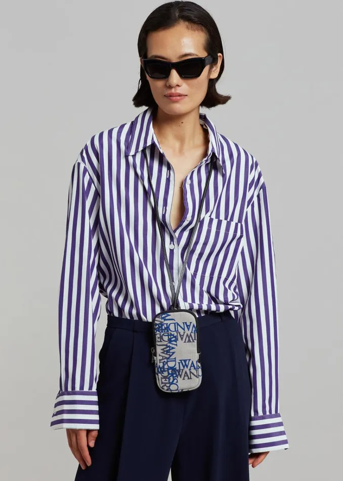 The Frankie Shop Lui Stripe Shirt 8211 Deep Blue Shop Tops