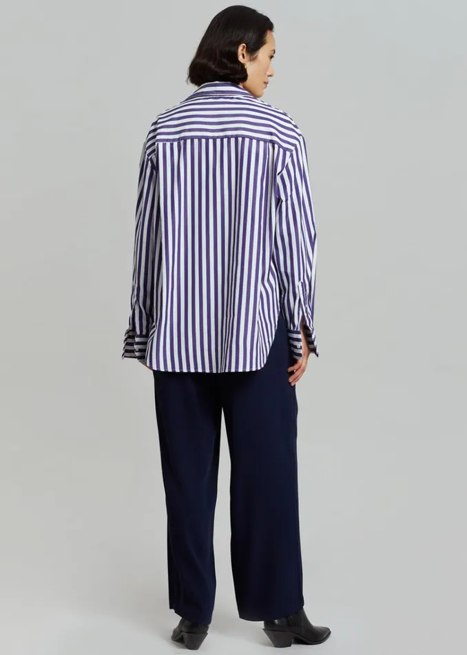 The Frankie Shop Lui Stripe Shirt 8211 Deep Blue Shop Tops