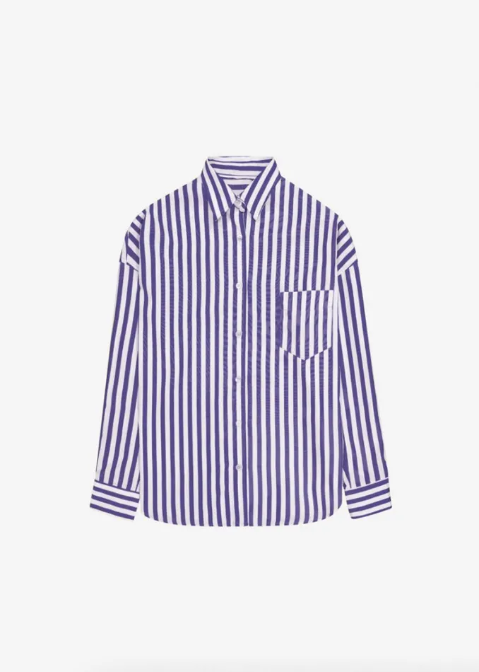 The Frankie Shop Lui Stripe Shirt 8211 Deep Blue Shop Tops
