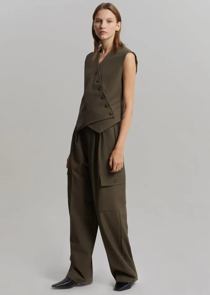 The Frankie Shop Maesa Cross Vest 8211 Olive Shop Outerwear