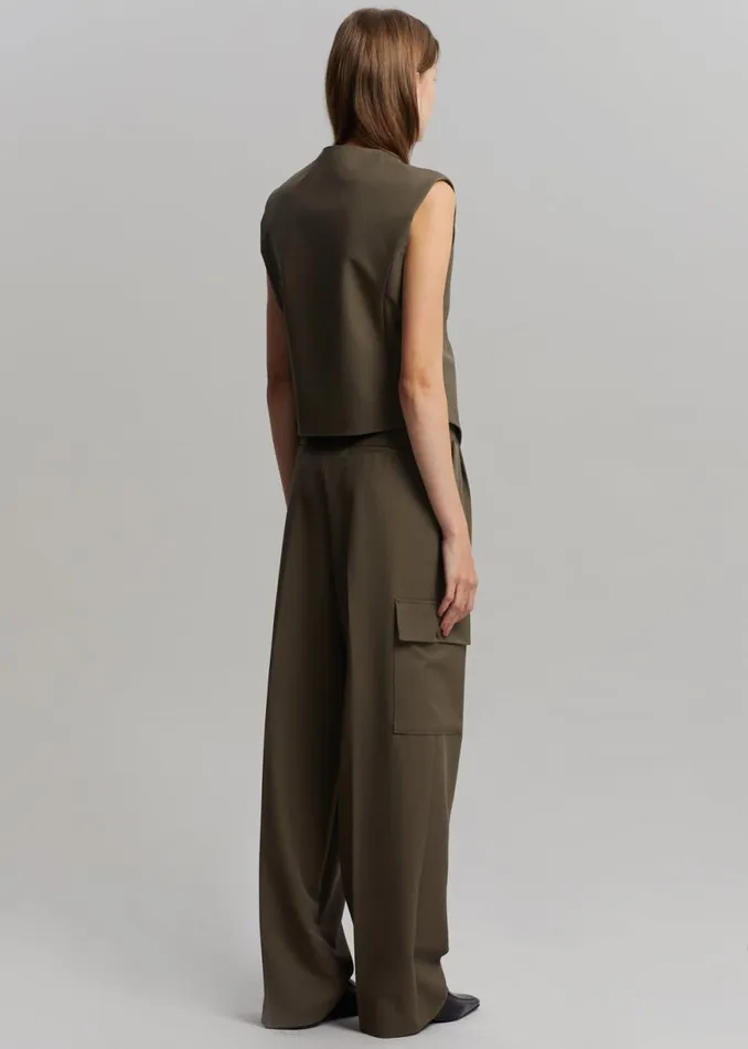 The Frankie Shop Maesa Cross Vest 8211 Olive Shop Outerwear