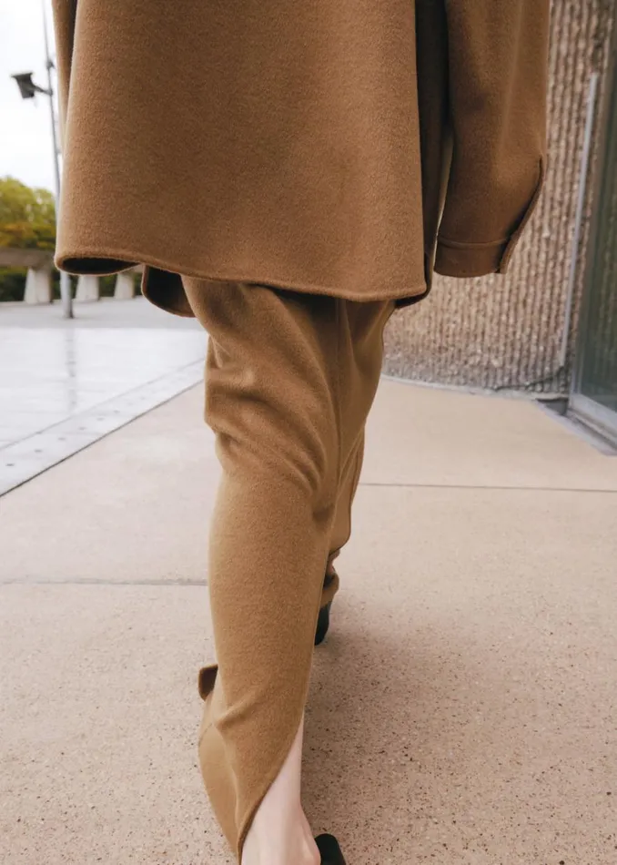 The Frankie Shop Malvo Long Wool Pencil Skirt 8211 Camel Shop Clothing