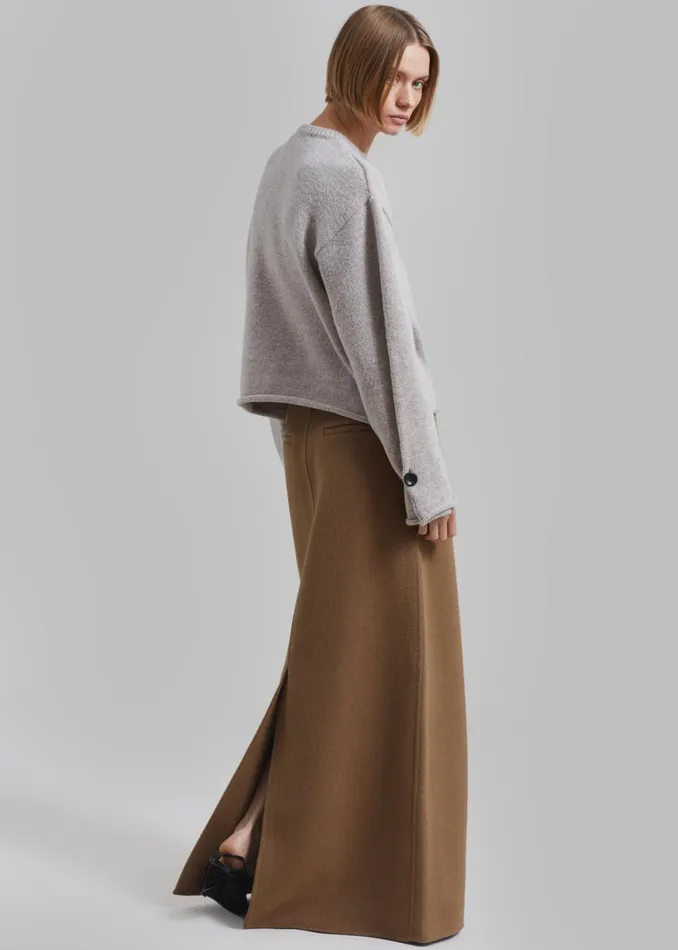 The Frankie Shop Malvo Long Wool Pencil Skirt 8211 Camel Shop Clothing