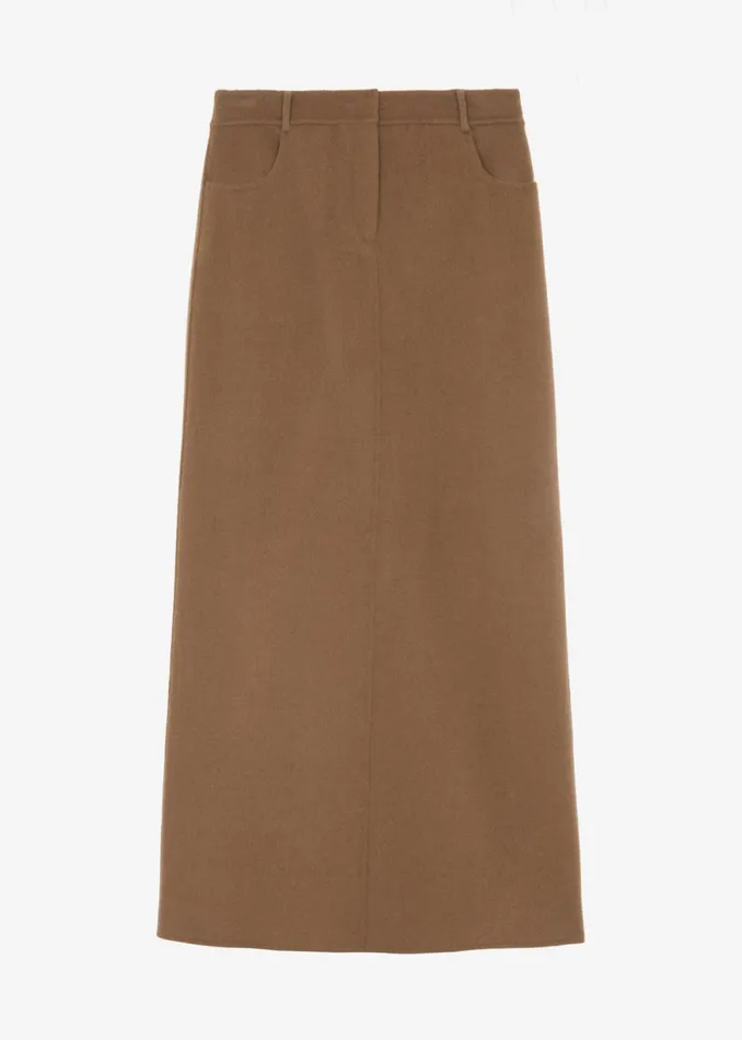 The Frankie Shop Malvo Long Wool Pencil Skirt 8211 Camel Shop Clothing