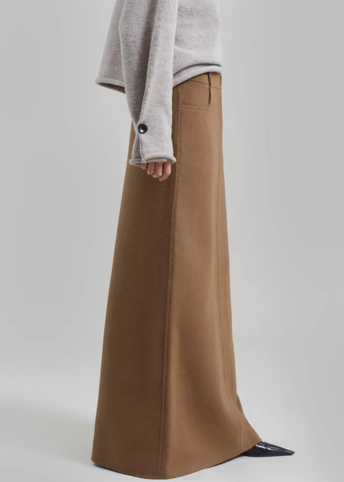 The Frankie Shop Malvo Long Wool Pencil Skirt 8211 Camel Shop Clothing