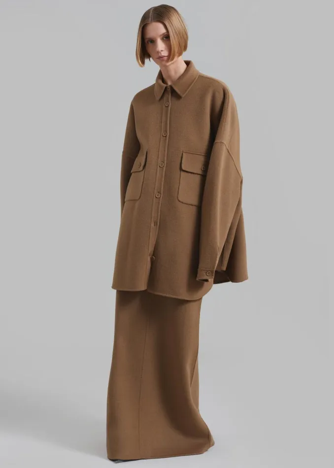 The Frankie Shop Malvo Long Wool Pencil Skirt 8211 Camel Shop Clothing