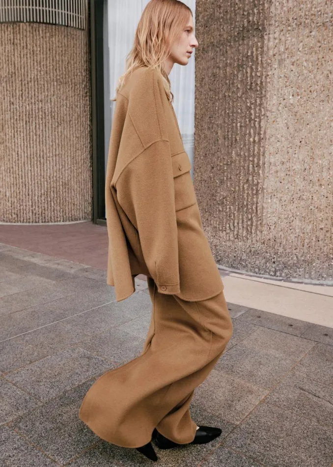 The Frankie Shop Malvo Long Wool Pencil Skirt 8211 Camel Shop Clothing