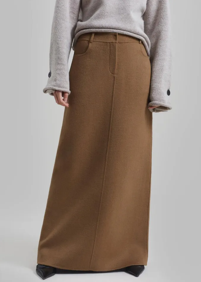 The Frankie Shop Malvo Long Wool Pencil Skirt 8211 Camel Shop Clothing