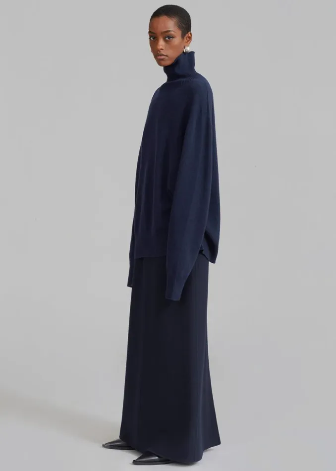 The Frankie Shop Malvo Long Wool Pencil Skirt 8211 Navy Shop Clothing