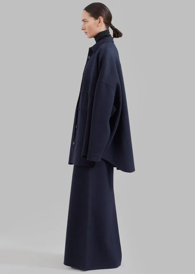 The Frankie Shop Malvo Long Wool Pencil Skirt 8211 Navy Shop Clothing