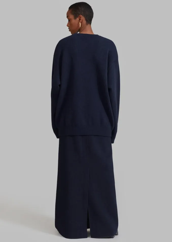 The Frankie Shop Malvo Long Wool Pencil Skirt 8211 Navy Shop Clothing