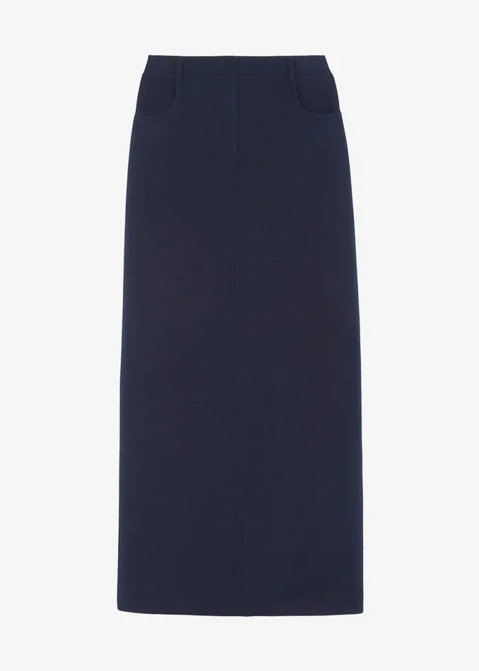 The Frankie Shop Malvo Long Wool Pencil Skirt 8211 Navy Shop Clothing