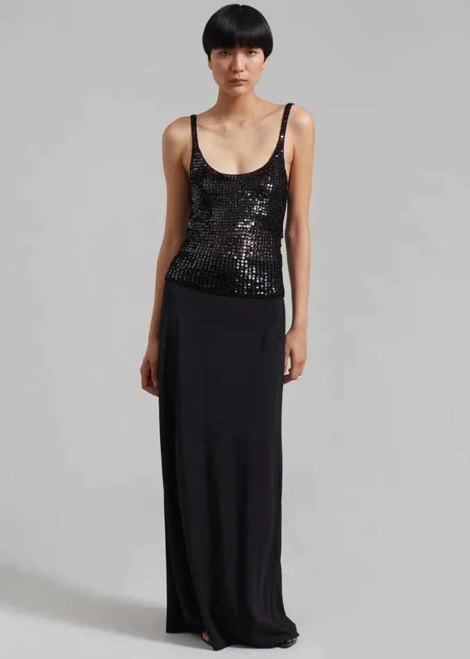 The Frankie Shop Matteau Crochet Sequins Tank 8211 Black Shop Tops