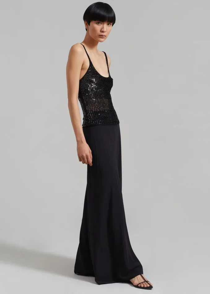 The Frankie Shop Matteau Crochet Sequins Tank 8211 Black Shop Tops