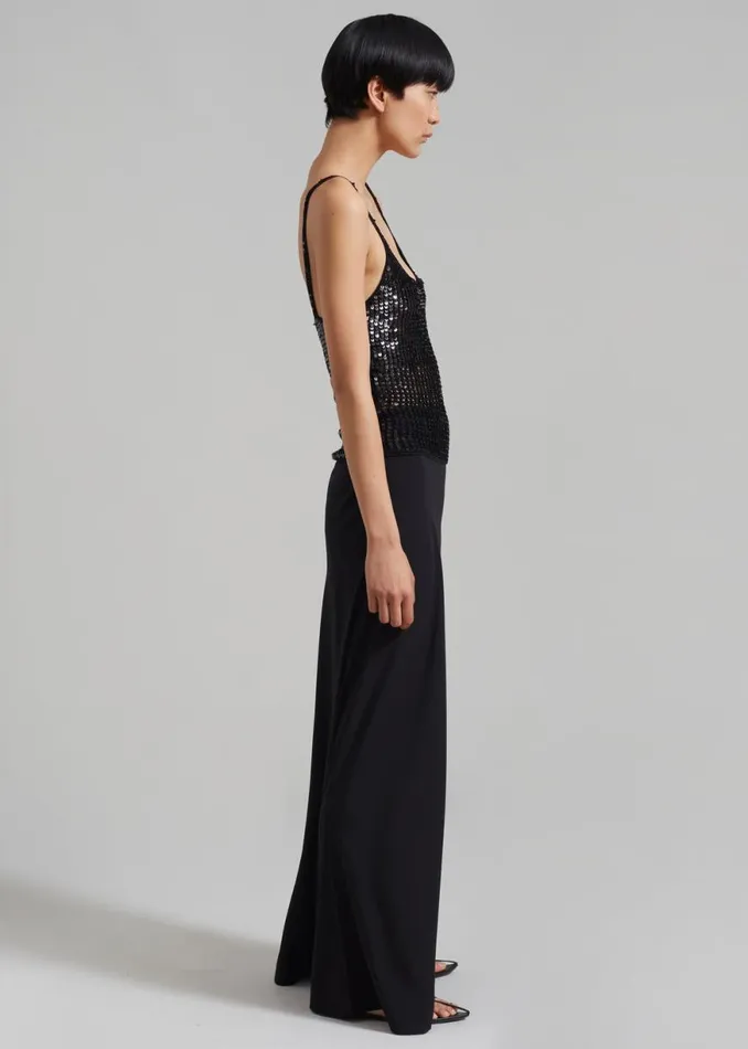 The Frankie Shop Matteau Crochet Sequins Tank 8211 Black Shop Tops