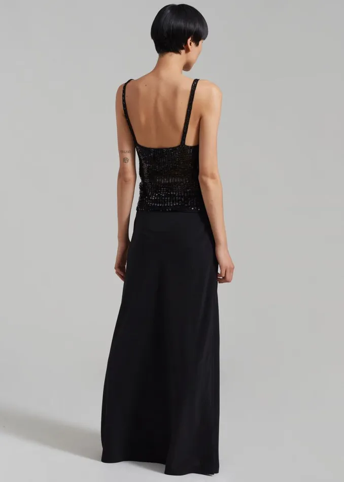 The Frankie Shop Matteau Crochet Sequins Tank 8211 Black Shop Tops